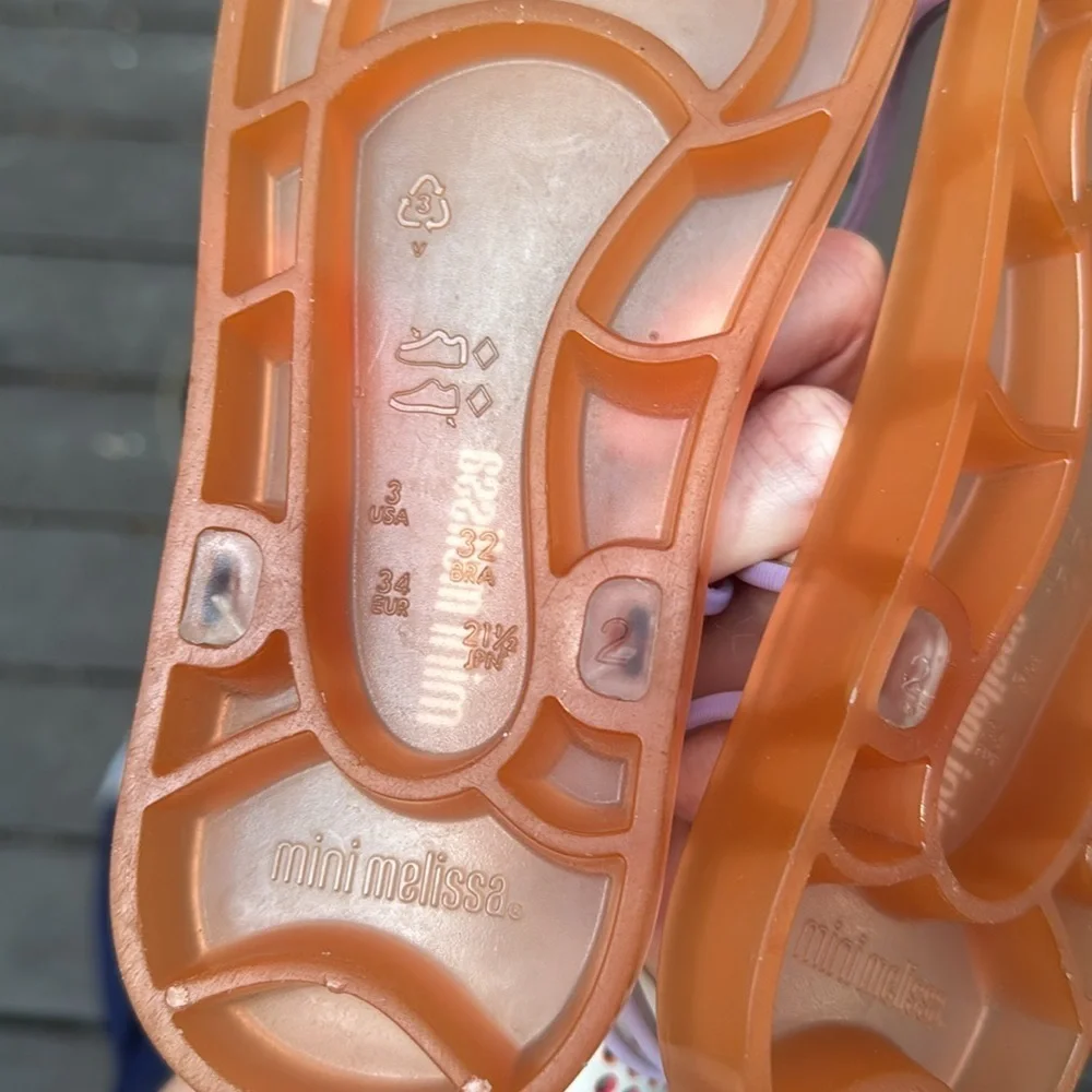 Mini Melissa Purple and Orange Jelly Girls Sandals size 3